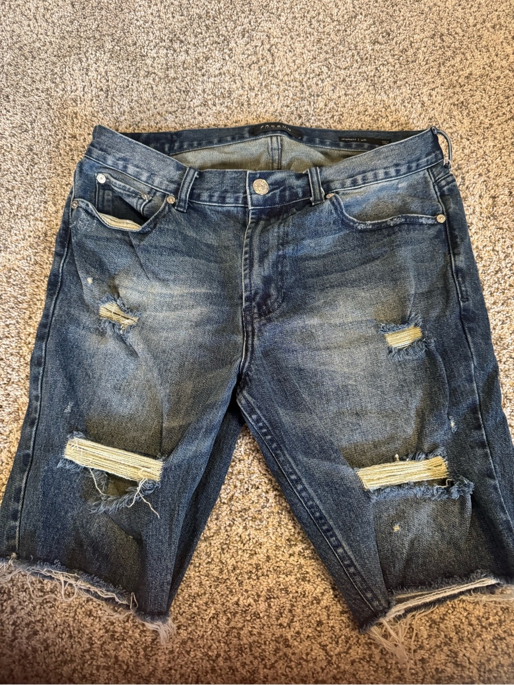 PacSun Distressed Dark Blue Denim Jean Shorts